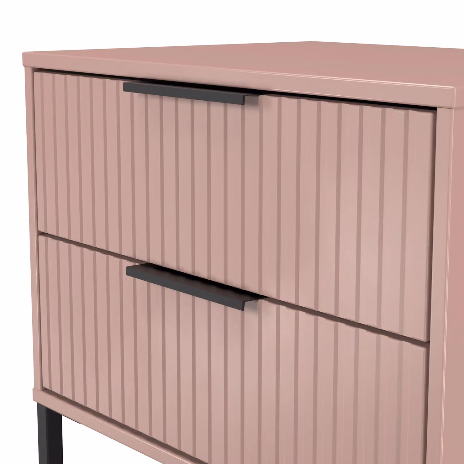 Ready Assembled 2 U Menai 2 Drawer Side Table in Dusty Pink and Black – 3