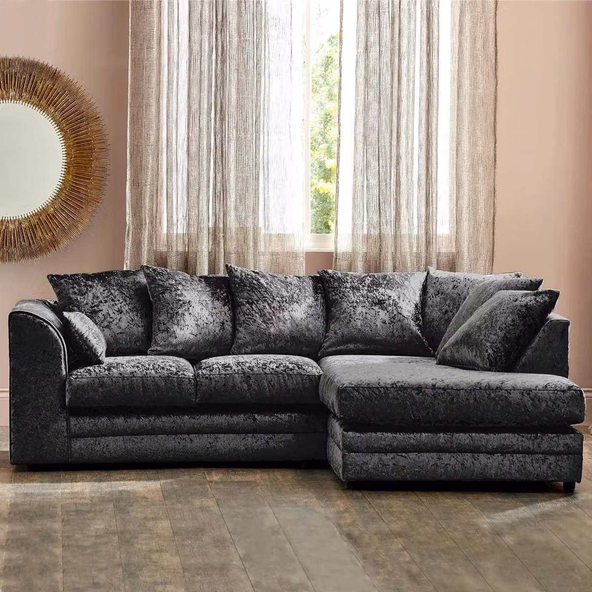 Snugg Furniture UK Limited Aurora Right Hand Corner Sofa in Black Crushed Velvet – 5