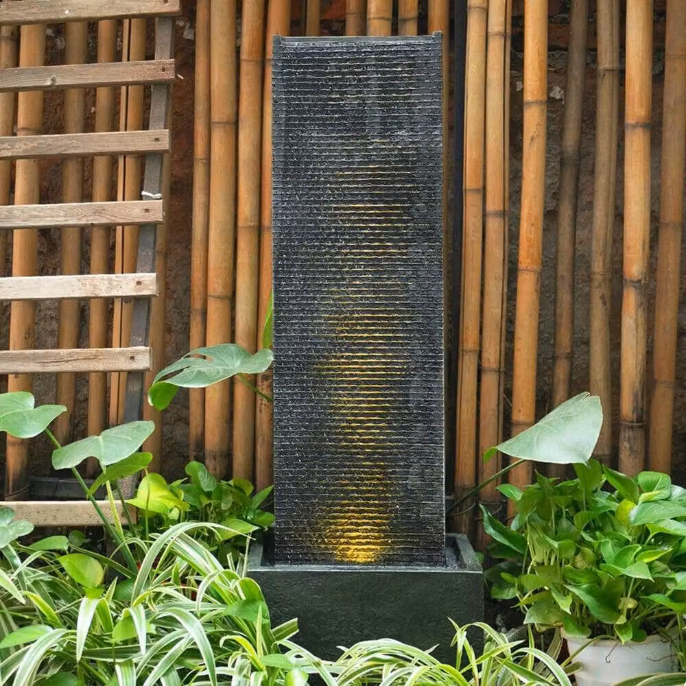 EONLION Black Modern Rectangular Stone Garden Water Feature Outdoor Fountain, Height: 100 cm – 3