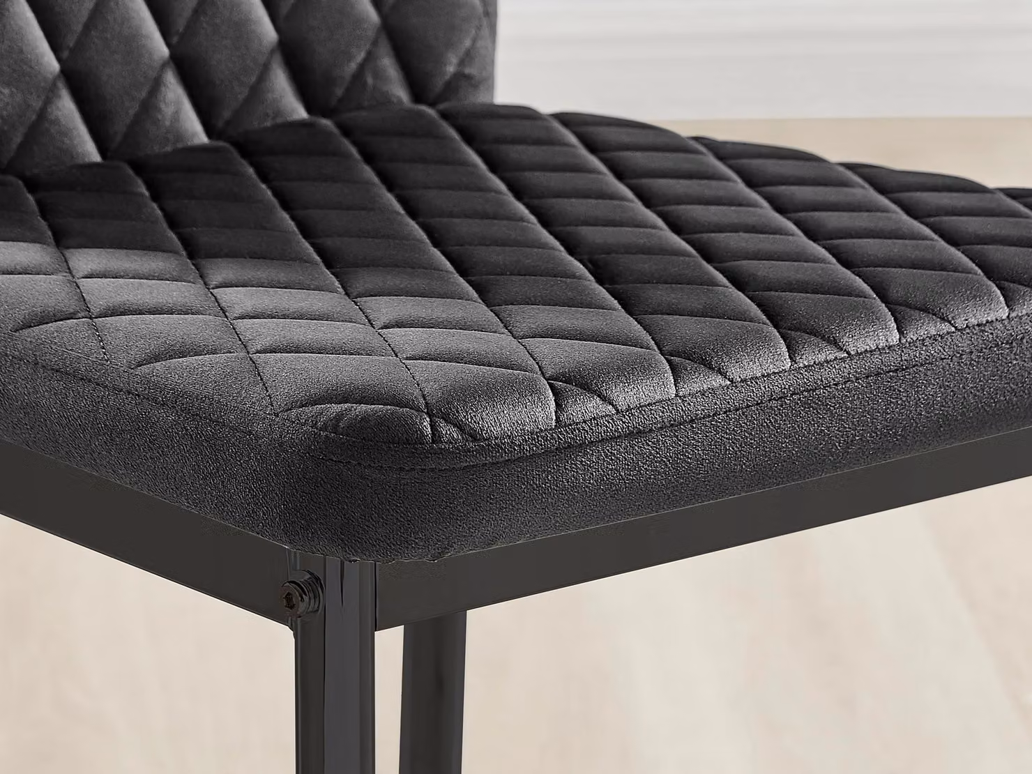 FurnitureboxUK Set of 6 Milan High Back Diamond Pattern Velvet Dining Chairs with Black Metal Legs – 3
