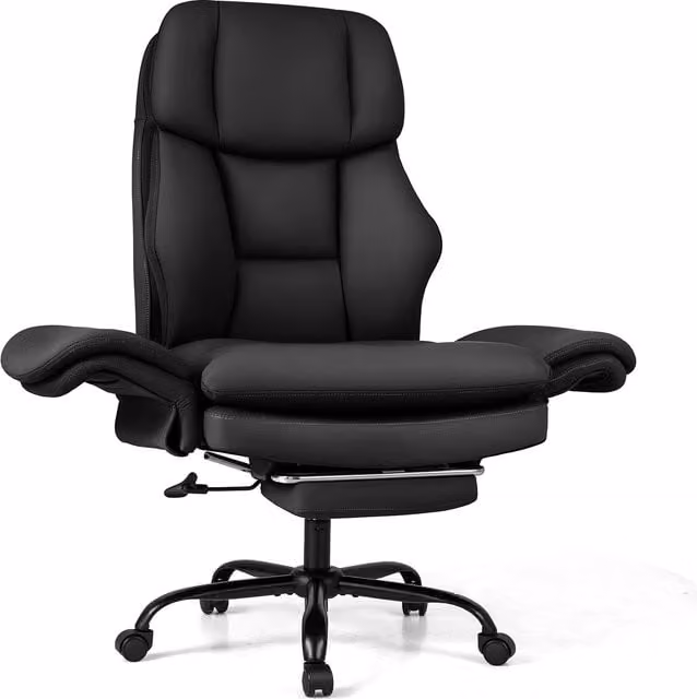 Costway Modern Executive Ergonomic Cross Legged Office Chair in White and Black Synthetic Leather