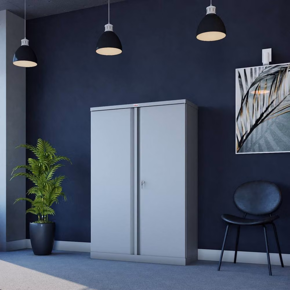 Phoenix Safe Company Steel Storage Cupboard in Grey with Key Lock, SCL1491GGK, H 140 cm x W 100 cm x D 100 cm – 3