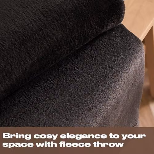 OHS Fluffy Fleece Throw Blanket in Anthracite Grey, W/D/H: 150 x 200 cm – 2