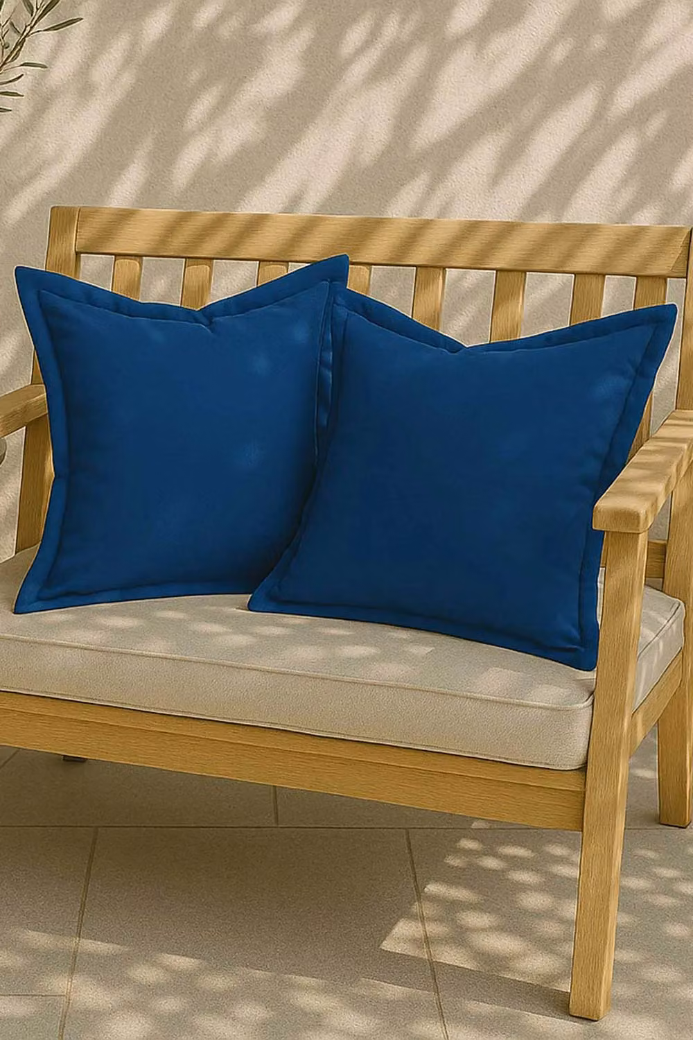 Homescapes Set of 2 Plain Blue Waterproof Outdoor Square Cushions, W/D/H: 45 x 45 x 45 cm – 4