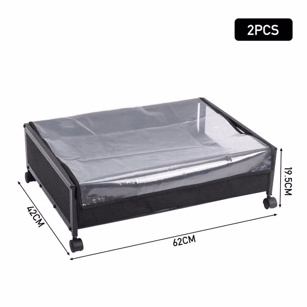 KORVIXA 2-Pack Underbed Storage Boxes in Black, Width: 90 cm – 2