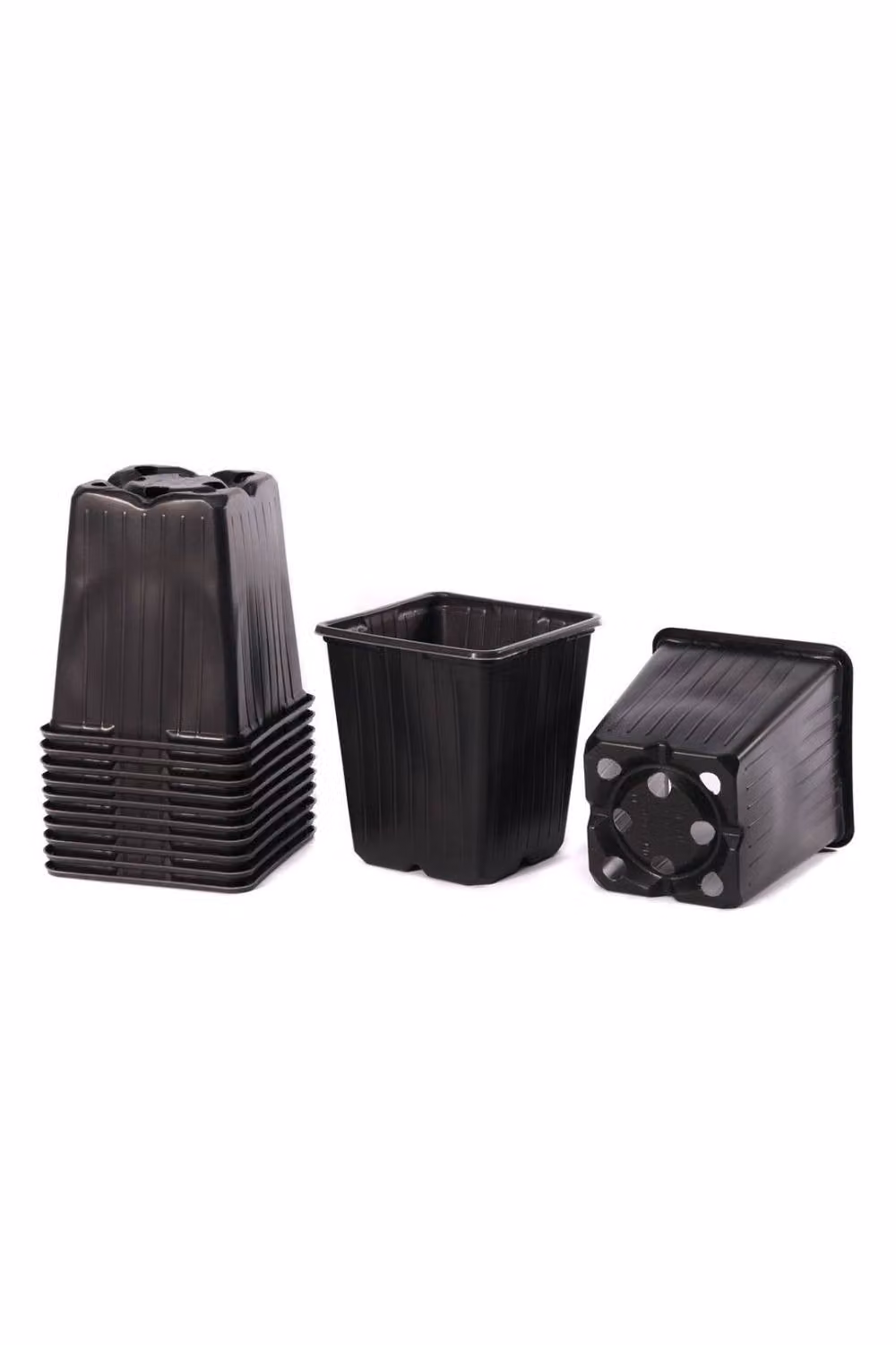 KDMD Black Square Plastic Planter Pots, 5 Pack of 12, Diameter: 9 cm – 3