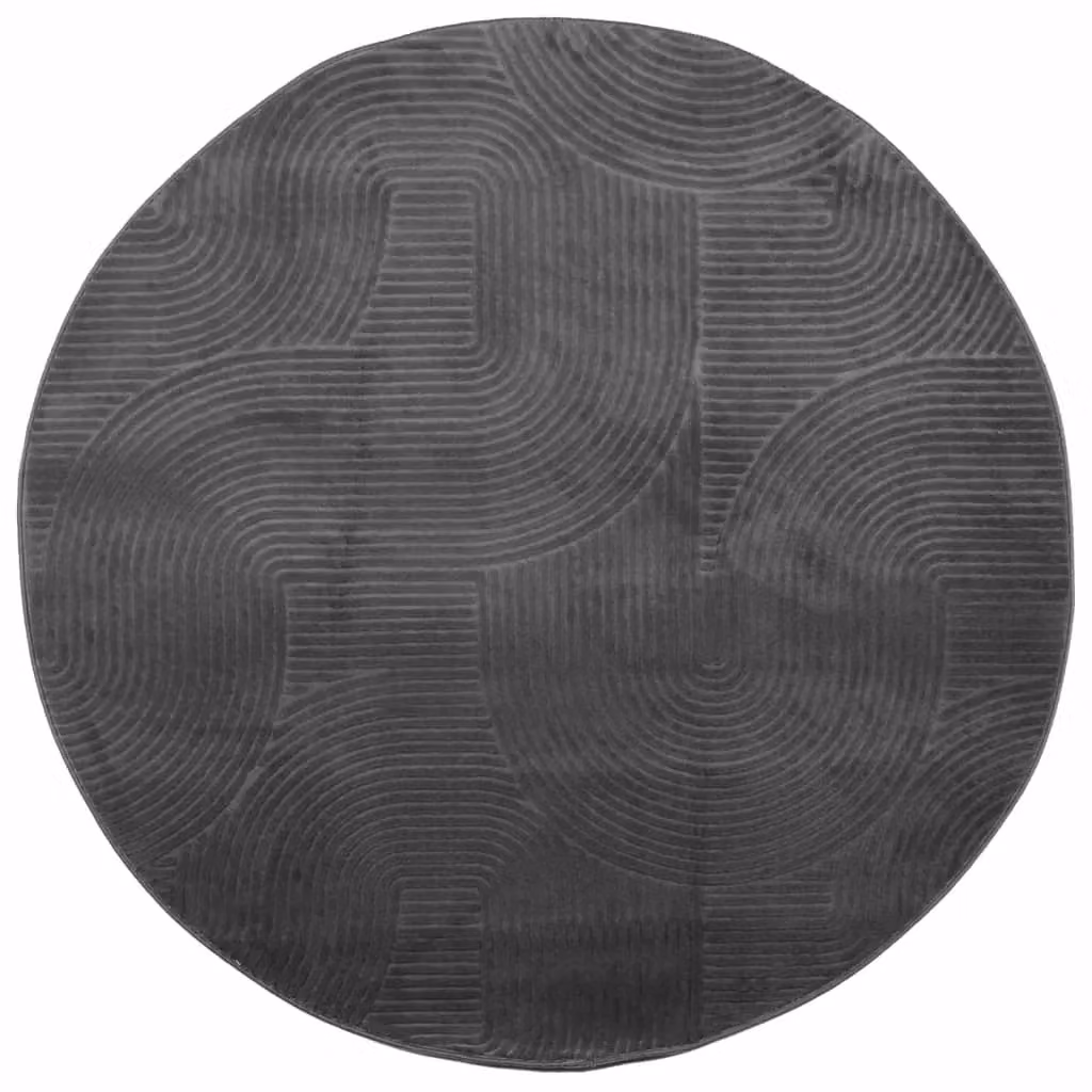 Berkfield Home IZA Round Short Pile Scandinavian Style Rug in Anthracite and Black, Diameter: 200 cm – 2