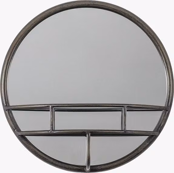 Perch & Parrow Morris Round Industrial Wall Mirror in Bronze