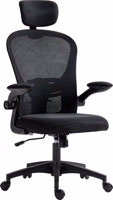 Vinsetto Multi-Adjustable Modern Task Office Chair in Black Fabric with Headrest and Armrests, W/D/H: 120 x 47 x 9.5 cm – 1