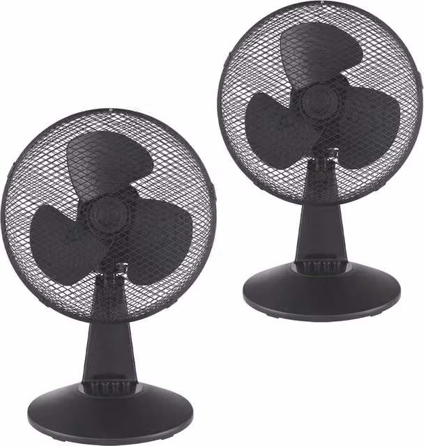 Igenix 12 Inch Black Oscillating Table Fan, Pack of 2