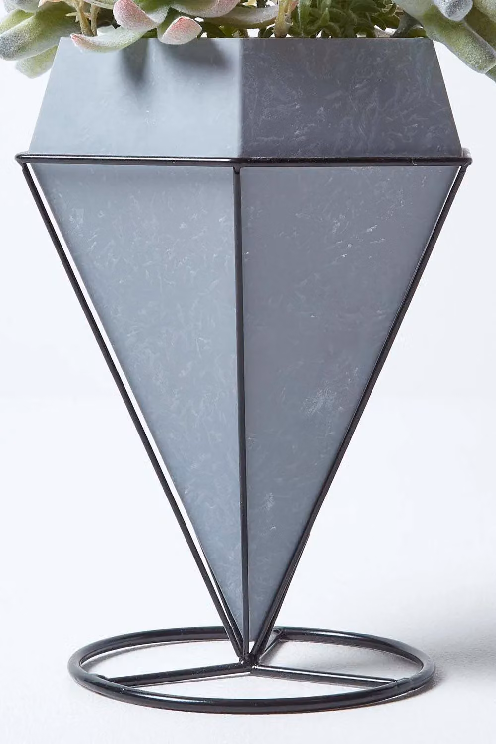 Homescapes Artificial Succulent Arrangement in a Grey Geometric Pot, Height: 31 cm – 3