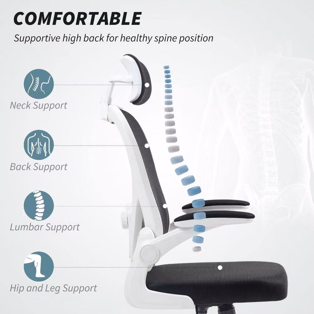 Rolipo Ergonomic Mesh Executive Office Chair with Headrest and Lumbar Support in Black – 4