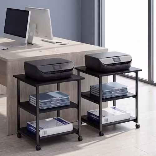 HOMCOM 3-Tier Mobile Printer Stand with Storage Shelf, Black, W/D/H: 50 x 50 x 52.5 cm – 8