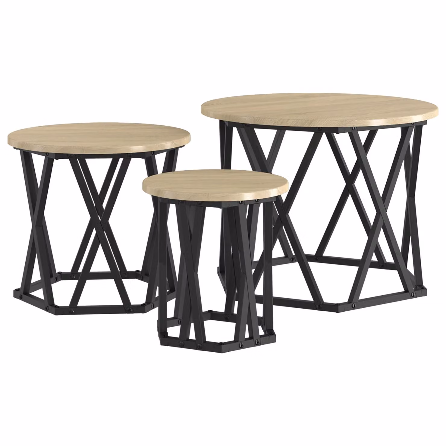 Berkfield Home Nesting Side Tables, Set of 3, Sonoma Oak Engineered Wood in Brown – 2