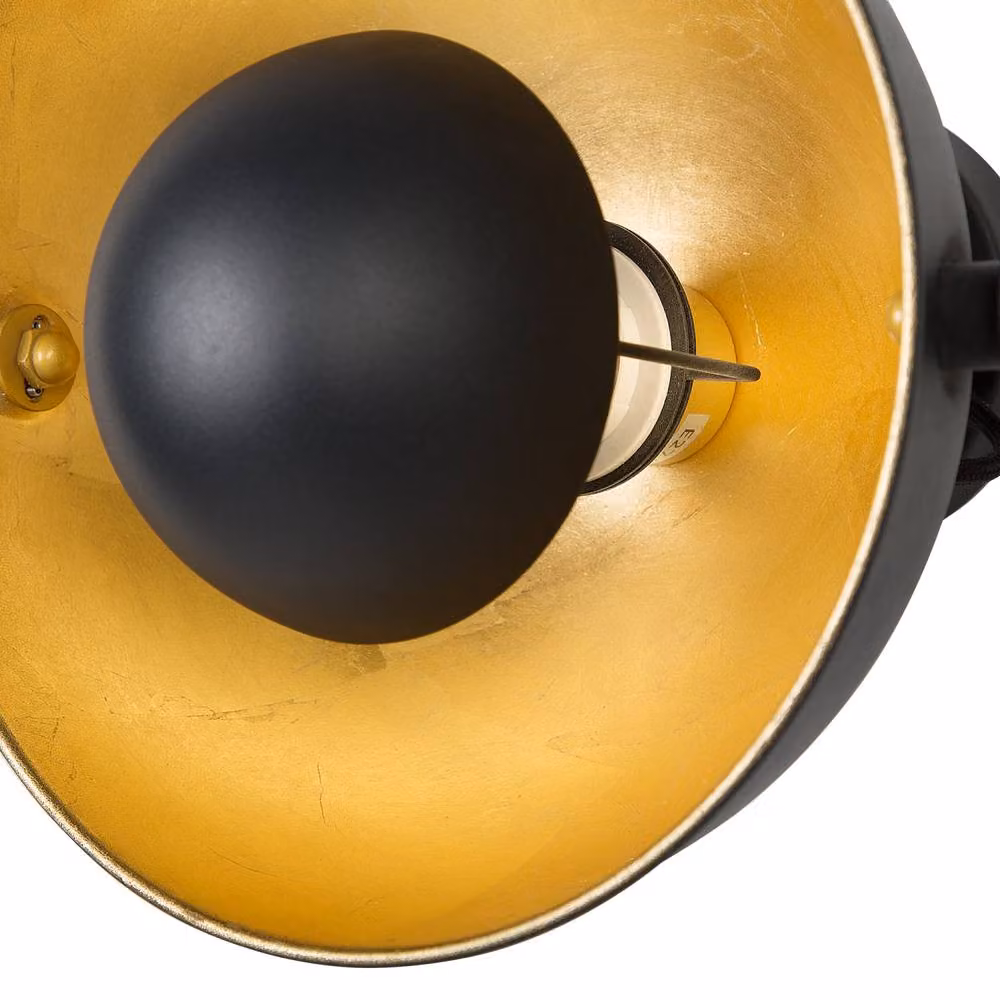 Wyld and Coco Industrial Adjustable Metal Wall Lamp in Black and Gold/Brass – 4