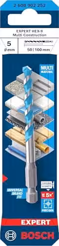Bosch Expert Hex-9 Multi Construction Drill Bit 5 x 50 x 100 mm – 1