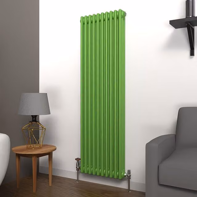 Lux Heat Vertical Coloured Column Radiator in Apple Green, H 150 cm x W 47 cm