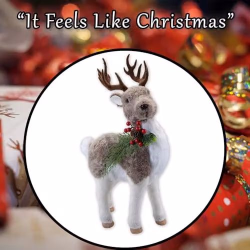 VFM e-Store Christmas Standing Deer Decoration in Grey and White, H 47 cm x W 13 cm x D 13 cm – 7