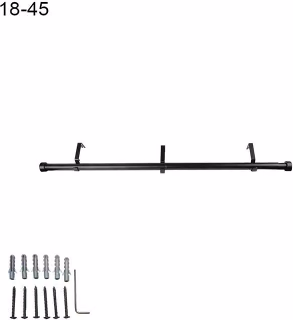 Kelvenix Extendable Eyelet Metal Curtain Pole Rail, Black, 18-45 inch – 1
