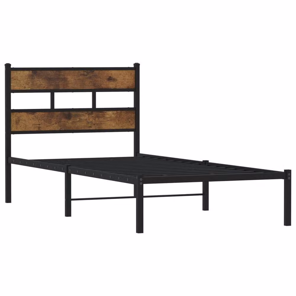 Berkfield Home Metal Bed Frame in Smoked Oak Brown, W/D/H: 190 x 75 x 75 cm – 3