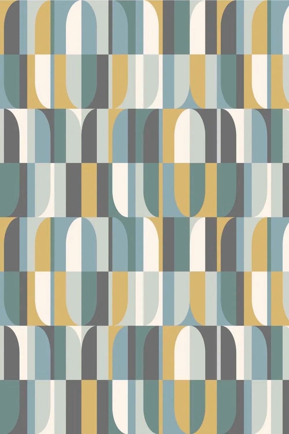 Hoopla Walls Building Blocks Matt Wallpaper in Blue and Multicolour with Geometric Abstract Retro Design – 2