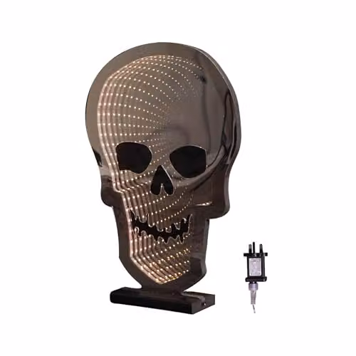 Samuel ALEXANDER White Light Up Halloween Skull Infinity Tabletop Decoration with Warm White LEDs, Height: 40 cm – 4
