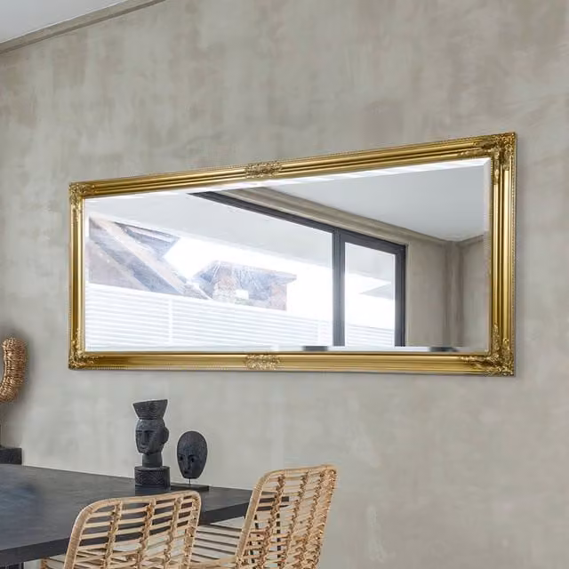 MirrorOutlet Antique Gold Full Length Wall Mounted Rectangular Mirror, W: 73 cm, H: 160 cm