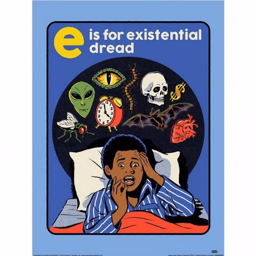 Steven Rhodes Existential Dread Multicolour Retro Paper Poster – 2