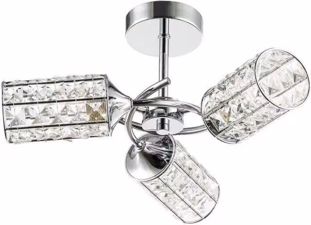 Happy Homewares Modern Dimmable LED Ceiling Light with Transparent Cylindrical Acrylic Beaded Shades in Silver – 1