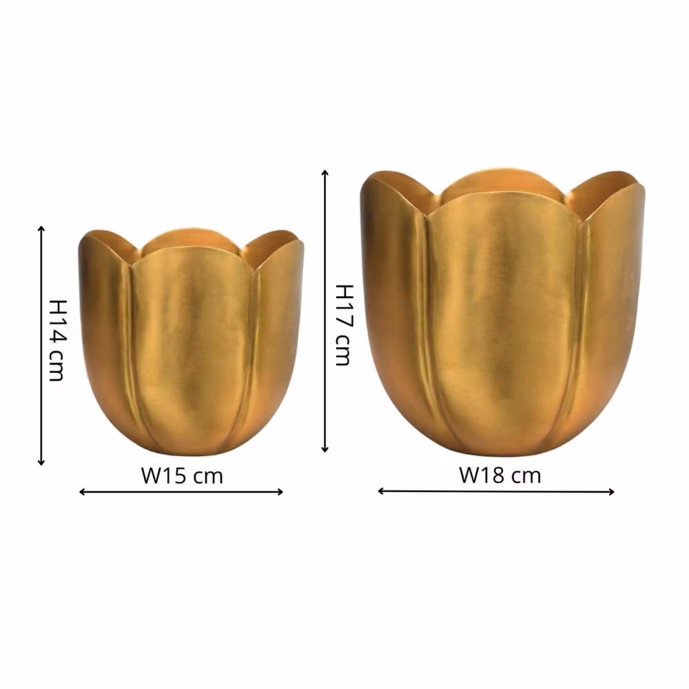 Ivyline Eva Metal Tulip Gold Planter Set of 2 – 2