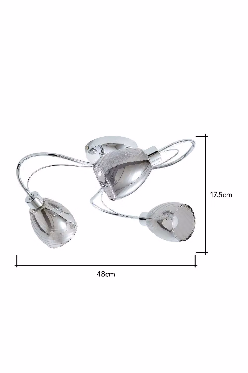 BHS Lighting Arya Semi Flush Ceiling Light in Silver and Chrome with Glass Shade – 2