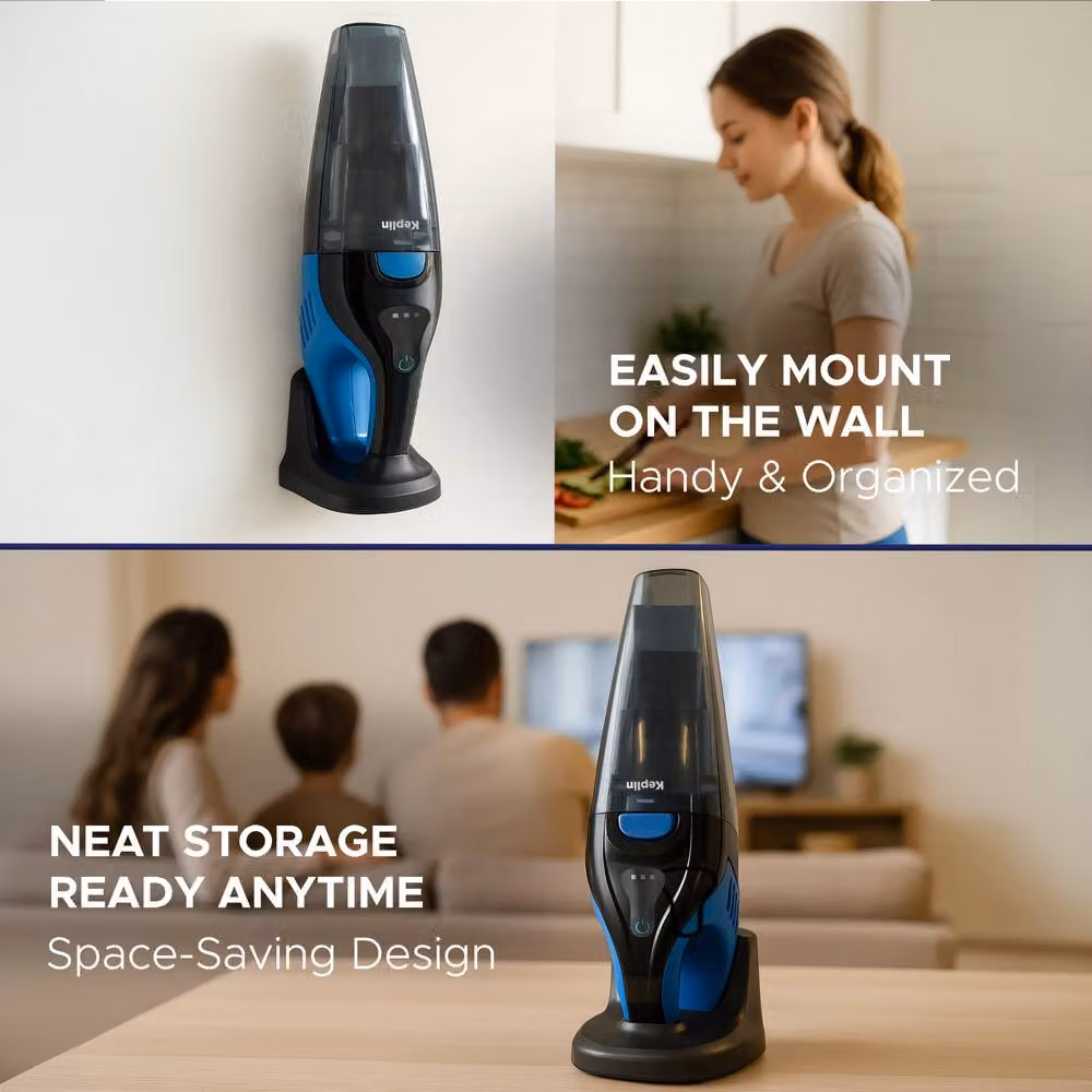 Keplin Cordless Handheld Vacuum Cleaner, Wet & Dry Use, 50W, 0.5L Dust Bin, Blue and Black – 5