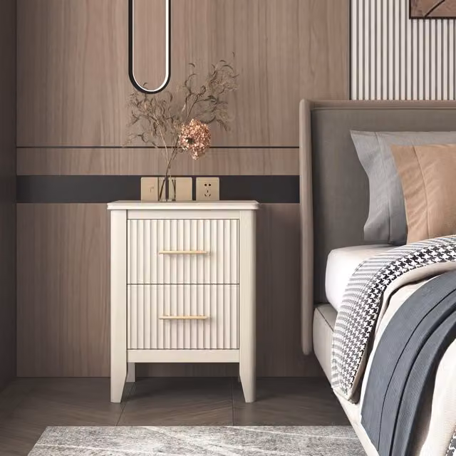 Cabinet Bits Fregona 2 Drawer Bedside Table in Matt Off-White
