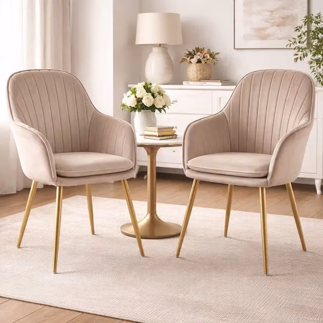 Genesis Muse Velvet Accent Chairs Pair in Taupe – 1