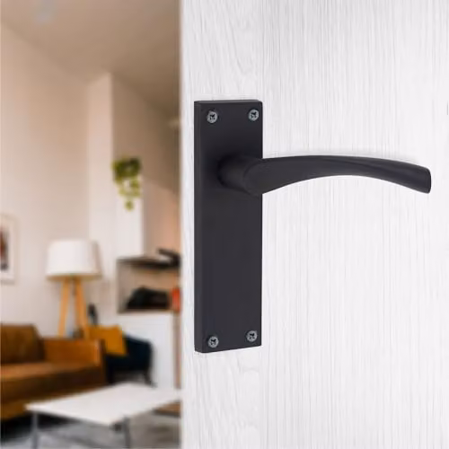 Golden Grace Victorian Scroll Latch Door Handles, Matt Black, 5 Pairs – 5