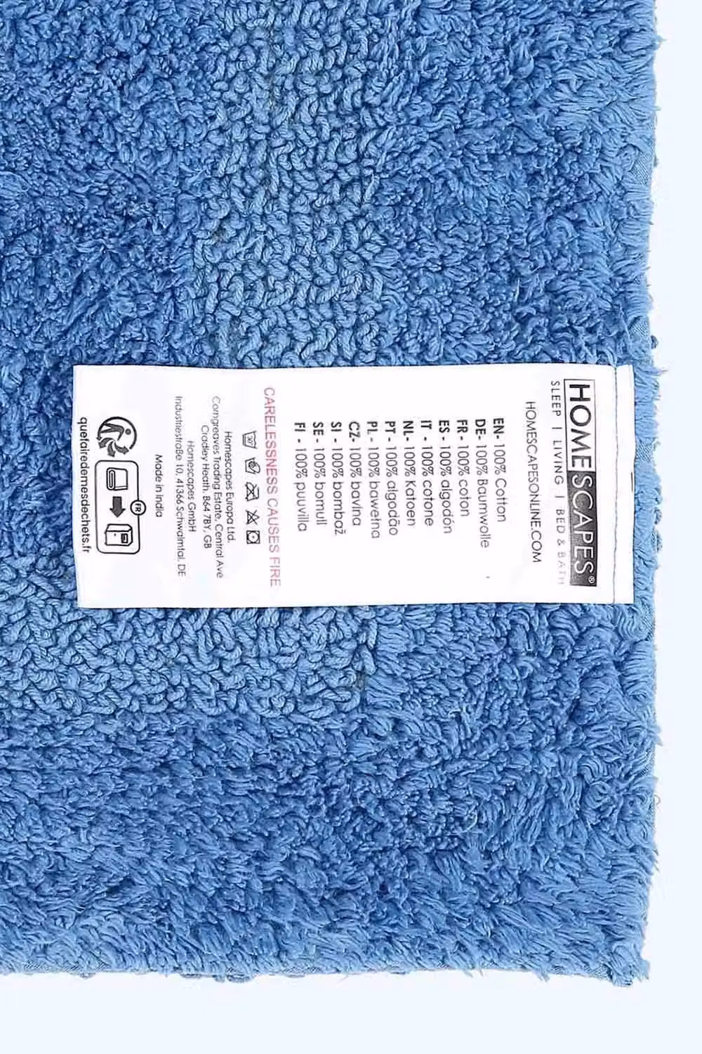 Homescapes Luxury Reversible Cotton Toilet Mat, Cobalt Blue, W/D/H: 50 x 55 x 1 cm – 2