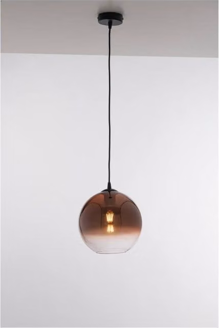 Netlighting Marte Globe Dome Pendant Light in Copper and Transparent Glass with E27 Fitting