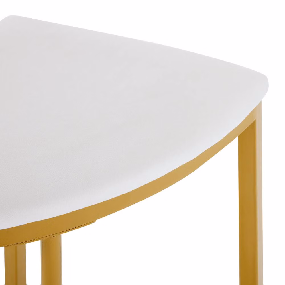 Fascinate Modern Round Dining Table Set with White MDF Top, Gold Frame and Velvet Chairs – 2