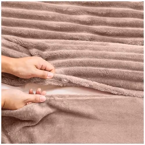 Gaveno Cavailia Ribbed Fleece Duvet Cover and Pillowcase Set, Brown, W/D/H: 220 x 220 cm – 3