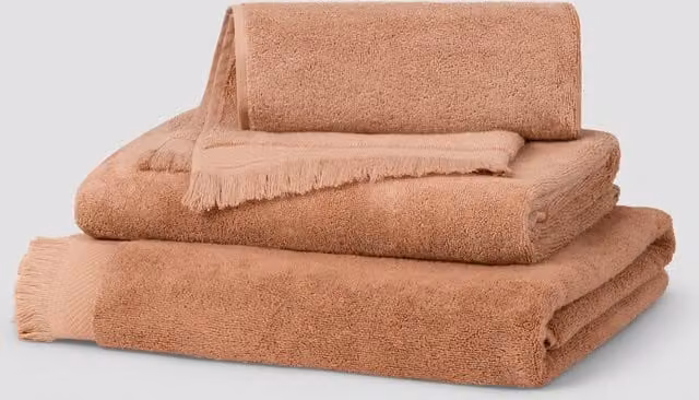 Piglet In Bed Pure Cotton Fluffy Terry Fringed Towel in Brown