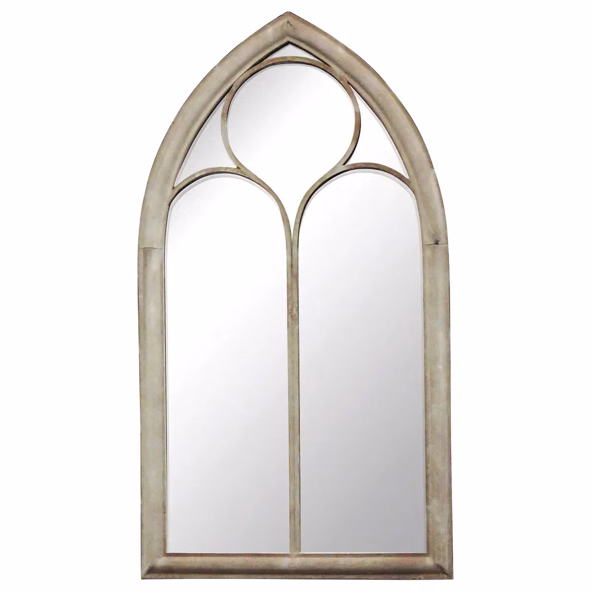 Charles Bentley Gothic Wall Mounted Metal and Glass Mirror in Brown and Sand – 2