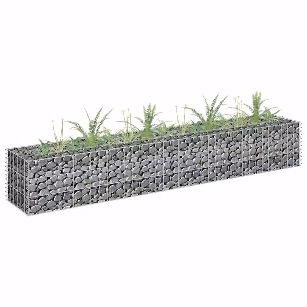 Berkfield Home Durable Galvanised Steel Gabion Raised Bed in Silver, W: 180 cm, D: 30 cm, H: 30 cm – 2