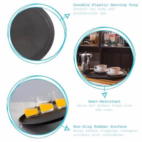 Argon Tableware Black Oval Non-Slip Serving Tray – 2