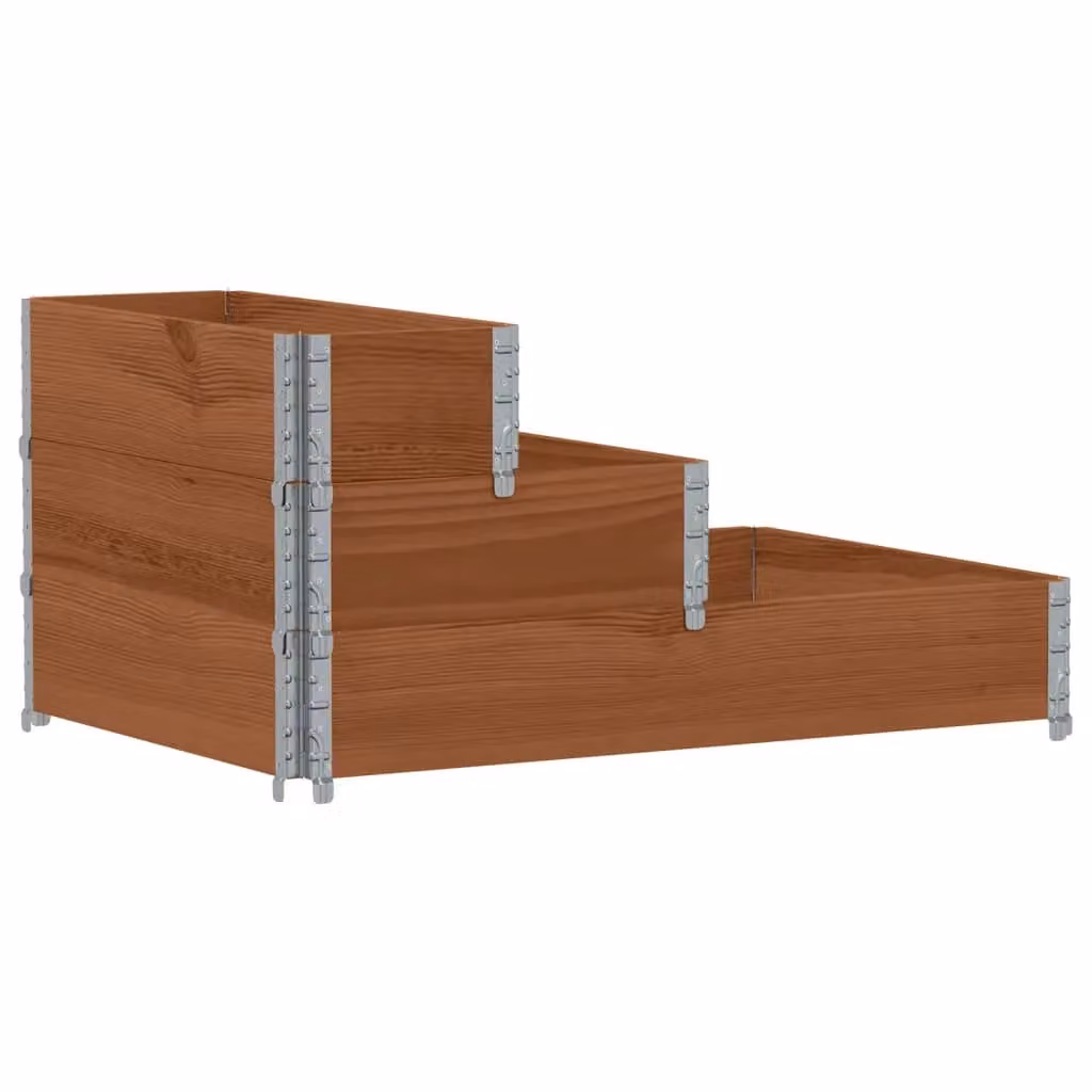 Berkfield Home 3-Tier Raised Bed in Brown Solid Wood and Galvanised Steel, W: 120 cm, D: 80 cm – 2