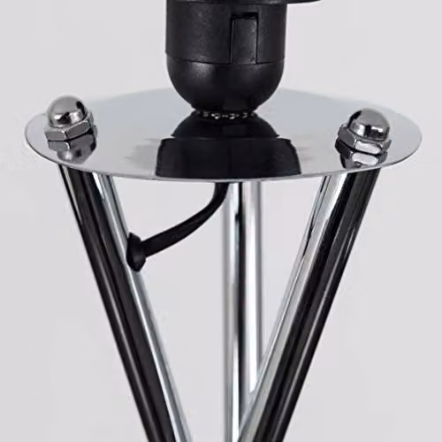 ValueLights Camden Polished Chrome Tripod Floor Lamp with Pink Fabric Tapered Shade, H 138.5 x W 57.0 x D 57.0 cm – 5
