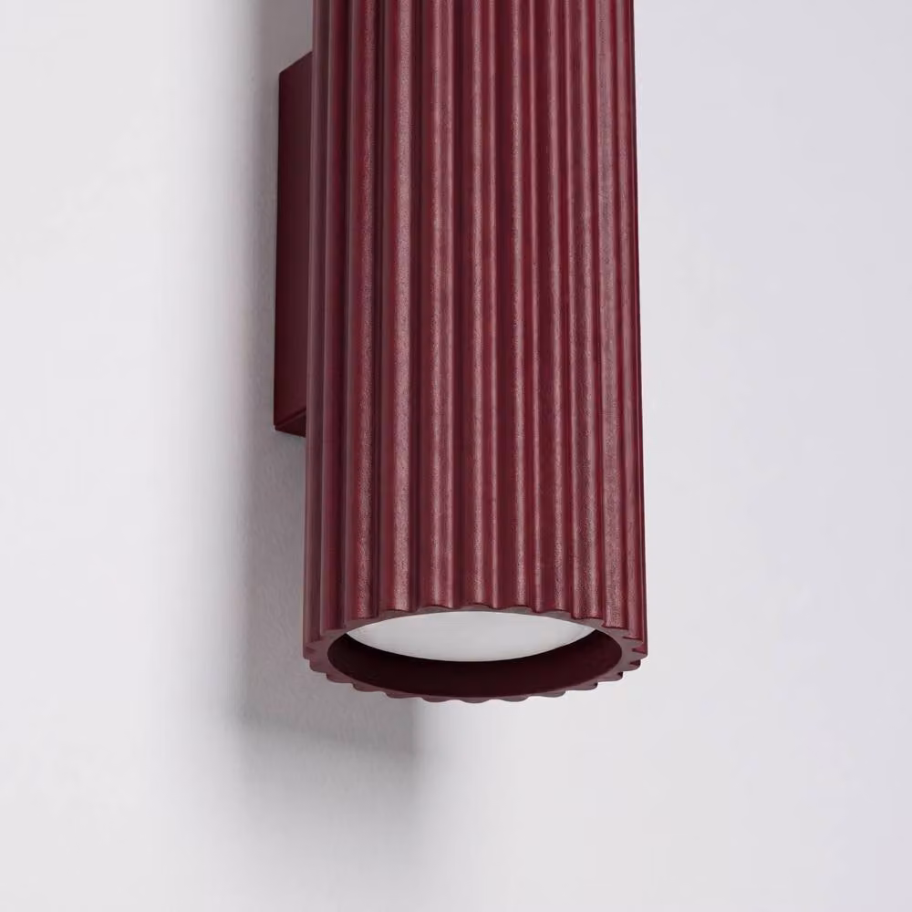 Sollux Lighting Minimalist Red Cylinder Wall Lamp with 2 Lights, W/D/H: 20 x 6.5 x 8.5 cm – 3