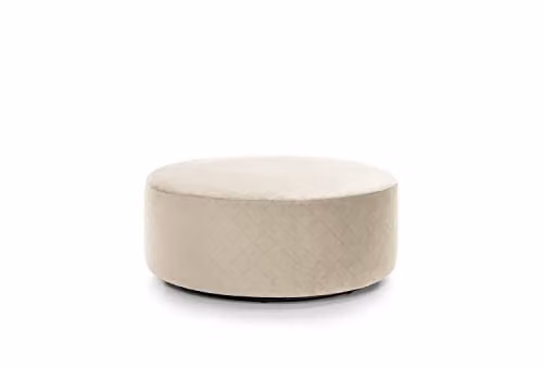 Abakus Direct Solero Cylindrical Velvet Swivel Footstool, Beige, Diameter: 100 cm, H: 40 cm, W: 100 cm, D: 100 cm