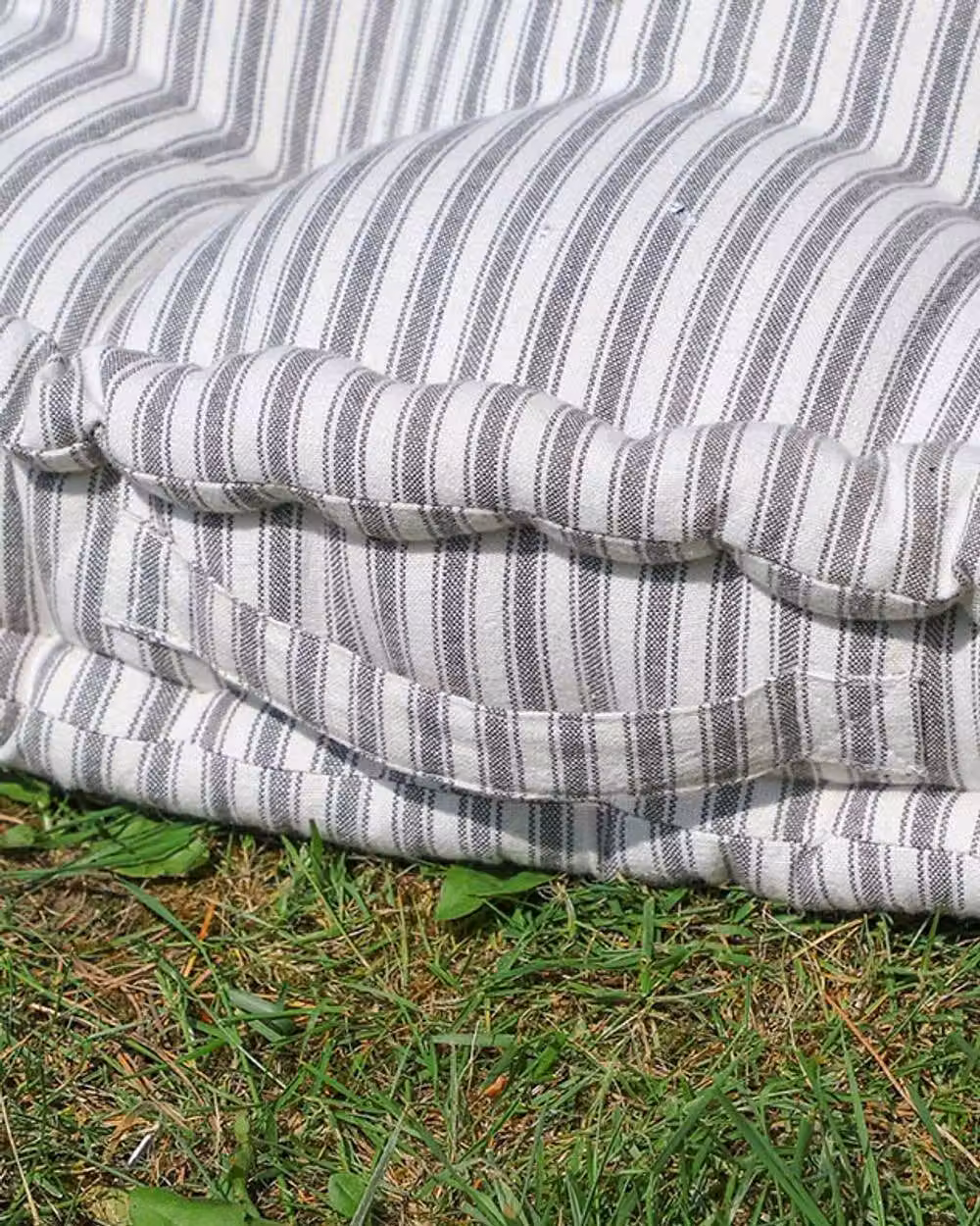 Dibor Set of 4 Grey and Green Striped Indoor Outdoor Chair Seat Pads, W/D: 50 x 50 cm – 3