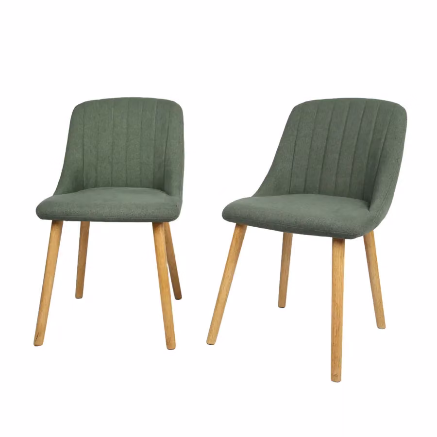 Home Garden Direct Emilia Dining Chairs in Green Textured Linen with Rubberwood Legs (Set of 2) – 2