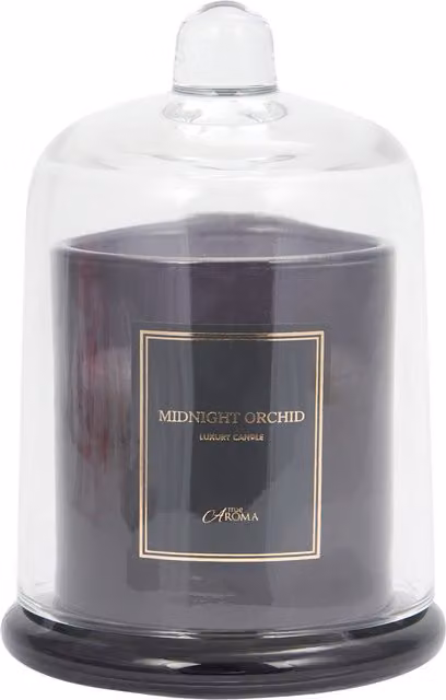 True Aroma Midnight Orchid Floral Bell Jar Candle in Black